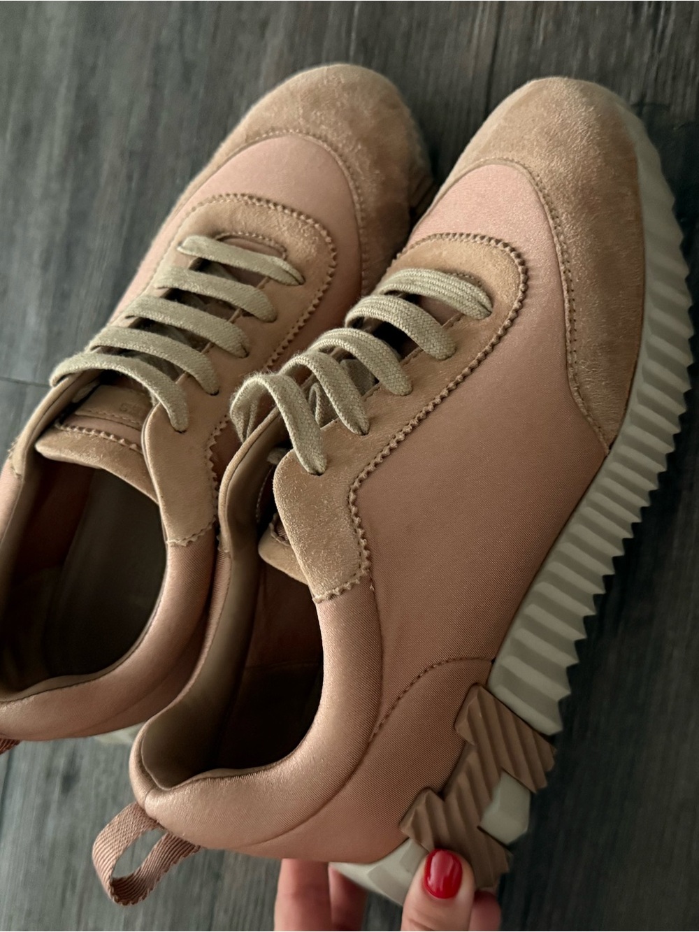 Hermes Women’s Pink Suede & Fabric Casual Sneakers